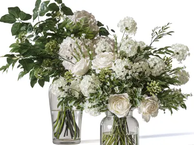 Flower Set 060 Hydrangea Rose  3D model