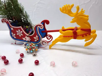 Flying Christmas Deer 3D print model