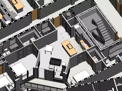 HIGH RISE ARCHITECTURAL REVIT MODEL FULLY FURNISHED 3D model