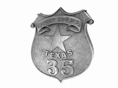 Old Texas Police badge 3D model