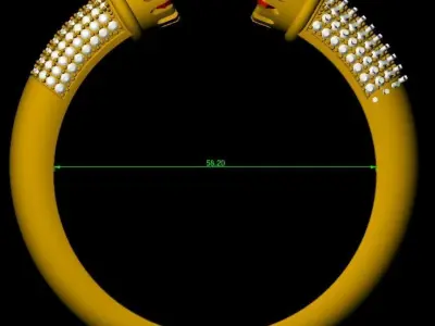 Twin RUBY Bangle 3D print model