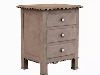 Old Wooden Dresser 04 Low-poly 3D model