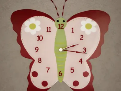 Butterfly Shape Wall Clock 03 3D model