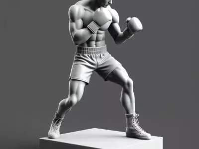 Boxer in Fighting Stance 3D print model