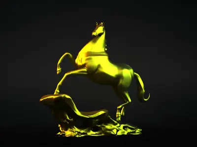 Carving Horse And Marble Stone Horse 3D model