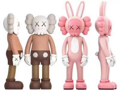 brown kaws and pink accomplice 3D model
