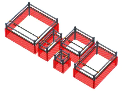 isometrical scaffolding ALL section Low-poly 3D model