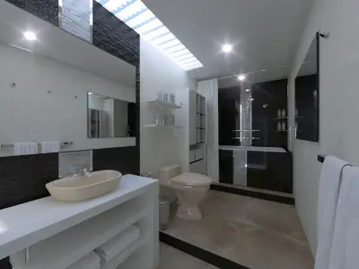 Narrow bathroom design 3D model