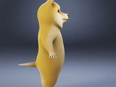Dog cartoon character Low-poly 3D model