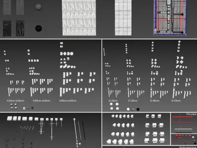 Decorative Ceiling set 02 3D model