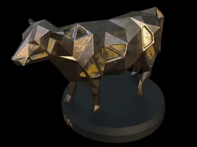 Steampunk Cow Low-poly 3D model
