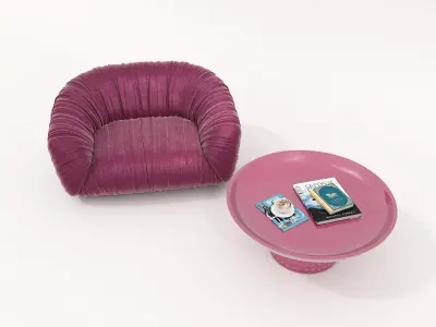 Modern Coffee Table and Armchair Set 67 3D model