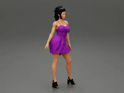 Beautiful Woman Wearing Dress And High Heels 3D print model