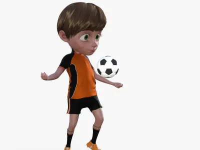 Cartoon Footballer Boy Rigged 3D model