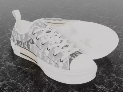 DIOR B23 LOW TOP LOGO OBLIQUE 3D SHOES SNEAKERS 3D model