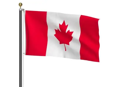 Canada Flag High Flagpole 3D model