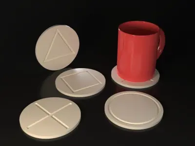 Playstation Button coasters 3D print model