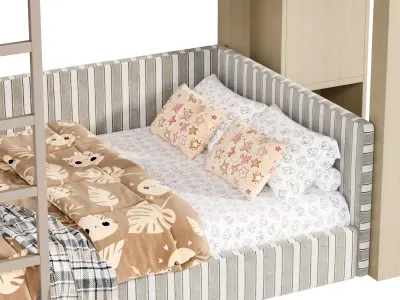 Bunk bed for kids 6 3D model