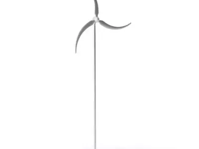 White Curved Fan Wind Turbine 3D model