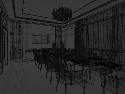 Neoclassic Interior Hall Low-poly 3D model