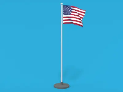 Low Poly Seamless Animated USA Flag Low-poly 3D model