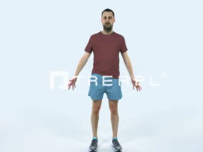 Portrait 09F Animated Rigged Sports Man Low-poly 3D model