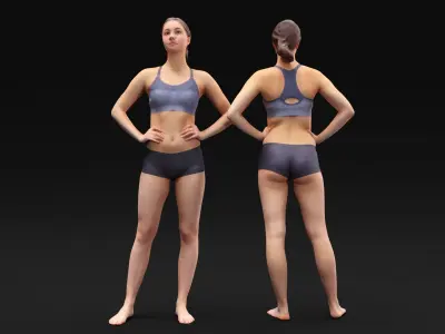 Scan sporty female 12 Low-poly 3D model