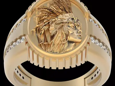 Indian man ring  gold sterling printable jewelry 3D model 3D print model