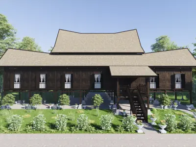 Negeri Sembilan Traditional House of Malaysia 3D model