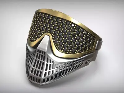 Paintball Gems Mask Blackened Silver Ring 3D print model