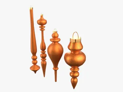 Christmas Tree Ornament Set11 - Green Orange 3D model