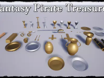 Fantasy Pirate Treasures Low-poly 3D model