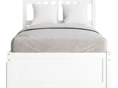 Twin Size Platform Bed Wood Bed 3D model