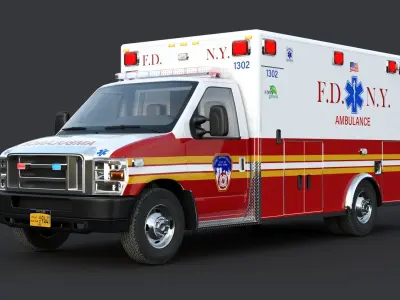 Ambulance FDNY 2010 Low-poly 3D model