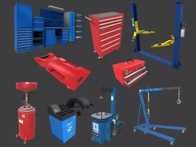 Autoservice Props Pack Low-poly 3D model