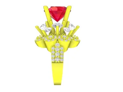 Luxury Ruby Halo Crown Ring for Women 3D Model  4336 3D print model