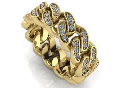 Ring Cuban Chain 7 mm Wide - DIFERENT SIZES 3D print model