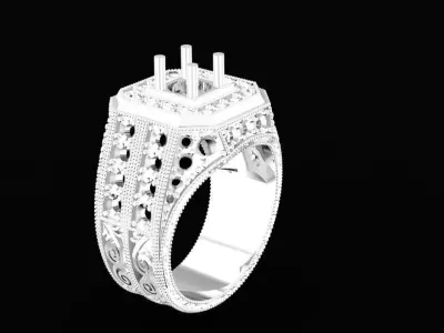 Luxury Square Diamond Men Ring for Jewelry 3D print model