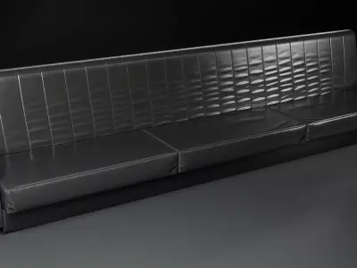 Triple Leather Sofa Low Poly Low-poly 3D model