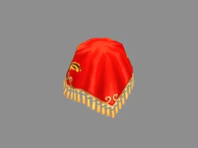 Cartoon chinese bride with red hijab - veil - silk scarf Low-poly 3D model