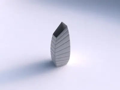 Vase bent rectangle with smooth horizontal dents 3D print model