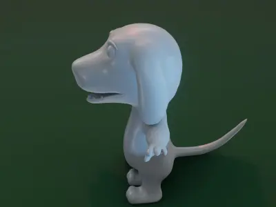 Cartoon Hound Dog Rigged Base Mesh 3D Model Low-poly 3D model