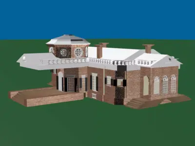 Neoclassical Architecture Thomas Jefferson house Low-poly 3D model