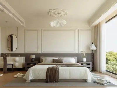 Elegant French Style Bedroom 114 3D model