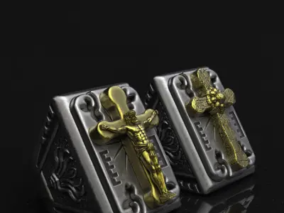 ring jewelry Jesus cross vol2  3D print model