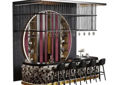 Bar Interior Low-poly 3D model