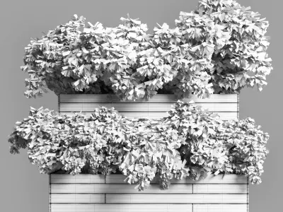 Outdoor plant 14- wood bax Low-poly 3D model