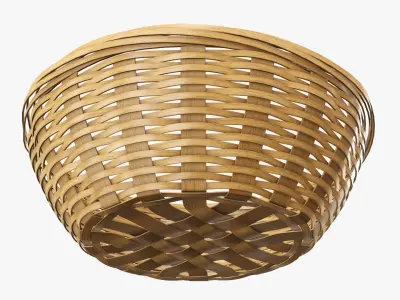 Wicker basket bowl with clipping path 2 medium brown 3D model
