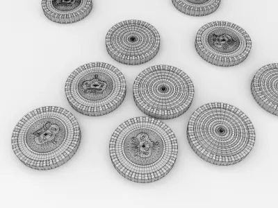 Checkers Pieces 3D model