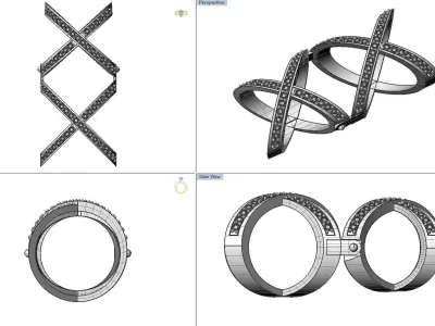 double cross ring  X-shaped Marfend jewelry 3D print model